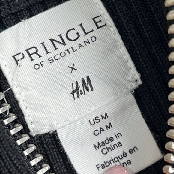 Pringle of Scotland ribbed Knit Dress/Sweater black white logo long sleeve midi - Picture 6 of 11